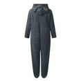 thumbnail image 6 of Front Zip Sherpa Fleece Onesie Hoodies Womens Shaggy Fuzzy Bear Ears Hooded Jumpsuit Winter Pajamas Homewear (XL, Dark Gray|Eye Mask), 6 of 6