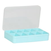 (2 pack) Everything Mary 10 Compartment Plastic Bead Storage Box, Teal (Single)