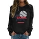 thumbnail image 2 of Gibobby Tops Mujeres Casual Sudadera con capucha holgada de moda de tamaño con estampado inglés de béisbol de manga larga con cuello redondo para mujer (Negro, M), 2 of 3