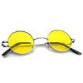 thumbnail image 4 of sunglassLA Unisex Small Retro Lennon Inspired Style Colored Lens Round Metal Sunglasses 41mm (Silver / Yellow) - 41mm, 4 of 4