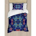 thumbnail image 3 of Batik Duvet Cover Set, Bohemian Malaysian Floral Bouquet Corsage Royal, Decorative 3 Piece Bedding Set with 2 Pillow Shams, Queen Size, Quartz Multicolor, by Ambesonne, 3 of 3