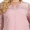 thumbnail image 3 of IBTOM CASTLE Women Plus Size Half Sleeve Floral Mesh Sleeve Wedding Guest Dress Round Neck Embroidered Cocktail Party Chiffon Midi Dress 2XL Pink, 3 of 7