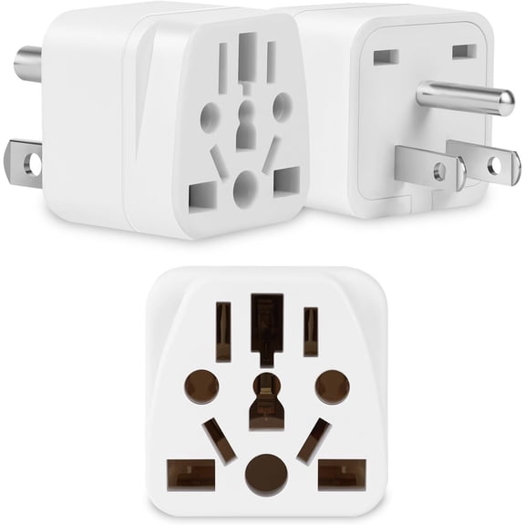 3 Pack Travel Plug Adapter- EU, UK, AU, CN, JP, , Brazil to Plug Adapter, Plug Adapter for - Type B, White
