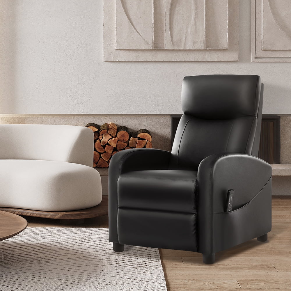 EDX Massage Recliner Chair, Small Recliner Sofa Chair with Padded Seat and Massage Backrest for Home Theater Living Room, Black
