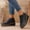 Black, variant on Women's Chunky Low Heel Short Ankle Boots, Winter Wedge Platform Side Zipper Design with Breathable Lining, Trendy Booties for Cold Weather Gift