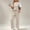 A2-Beige, variant on Weikingp 2 Piece Capri Sets for Women Summer 3/4 Sleeve Linen Top Flowy Wide Leg Capri Pants Ruffle Sleeve Top And Capri Set Matching Sets Vacation Travel Outfits Beige M
