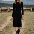 thumbnail image 6 of Women's Western Fringe Dress Long Sleeve Slim Fit,Asymmetric Draped Bodice with Side Slit Maxi Dress,Retro Boho Cowgirl Dress in Brown,Black,apricot, 6 of 9