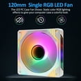 thumbnail image 4 of PANO-MOUNTS 120mm Single RGB LED Fan Infinity Mirror PC Computer Case Cooling Fan 1200RPM White 3-Pack, 4 of 7