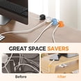 thumbnail image 4 of Organizador de cables para escritorio pack de 3 clips adhesivos negros para gestión de cargadores ideal para oficina coche y mesita de noche, 4 of 7