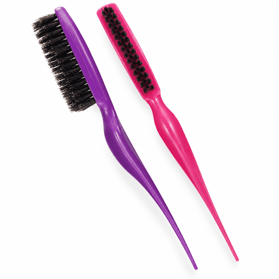 RAIRSKY 2 Pieces Teasing Hair Brush Boar Bristle Brush Comb for Women Salon Boar Nylon Bristle Beauty Styling Slick Back Backcombing Tool(Boar Bristle Smoothing Brush