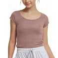 thumbnail image 2 of Fozruso Crop Tops For Girls Short Sleeve Shirt Girls Summer Tops Square Neck Slim Fit Tops Basic Tee Casual Tee,Sizes 14-15 Years Brown, 2 of 5