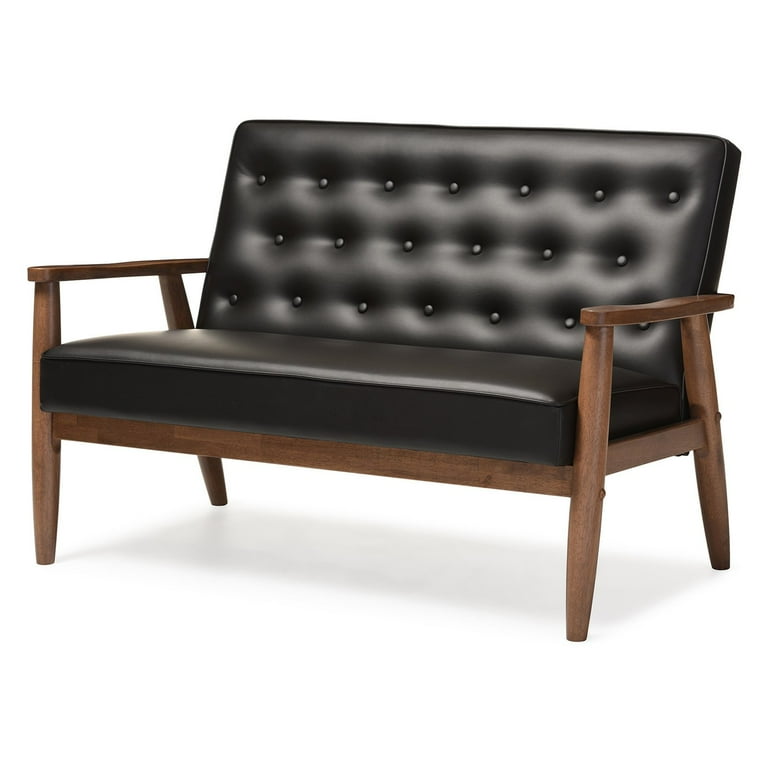 Baxton Studio Sorrento Mid-century Retro Modern Brown Faux Leather Upholstered Wooden 2-seater Loveseat Baxton Studio Sorrento Mid-century Retro Modern Brown Faux Leather Upholstered Wooden 2-seater Loveseat