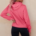 thumbnail image 5 of Blouses for Women Casual Winter Fall Relaxed Fit Hooded Long-sleeved Cap Off the Shoulder with Pocket Plain Leisure Cotton Hoodie Sweatshirts(Hot Pink,XL), 5 of 9