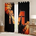 thumbnail image 2 of Homewish Cartoon Basketball Boys Black Out Curtains, Black Orange Monogrammed M Curtains Pack of 2 (42x63 Each), Modern Ball Sports Player Bedroom Curtains, Blackout Curtains Home Decor, 2 of 6