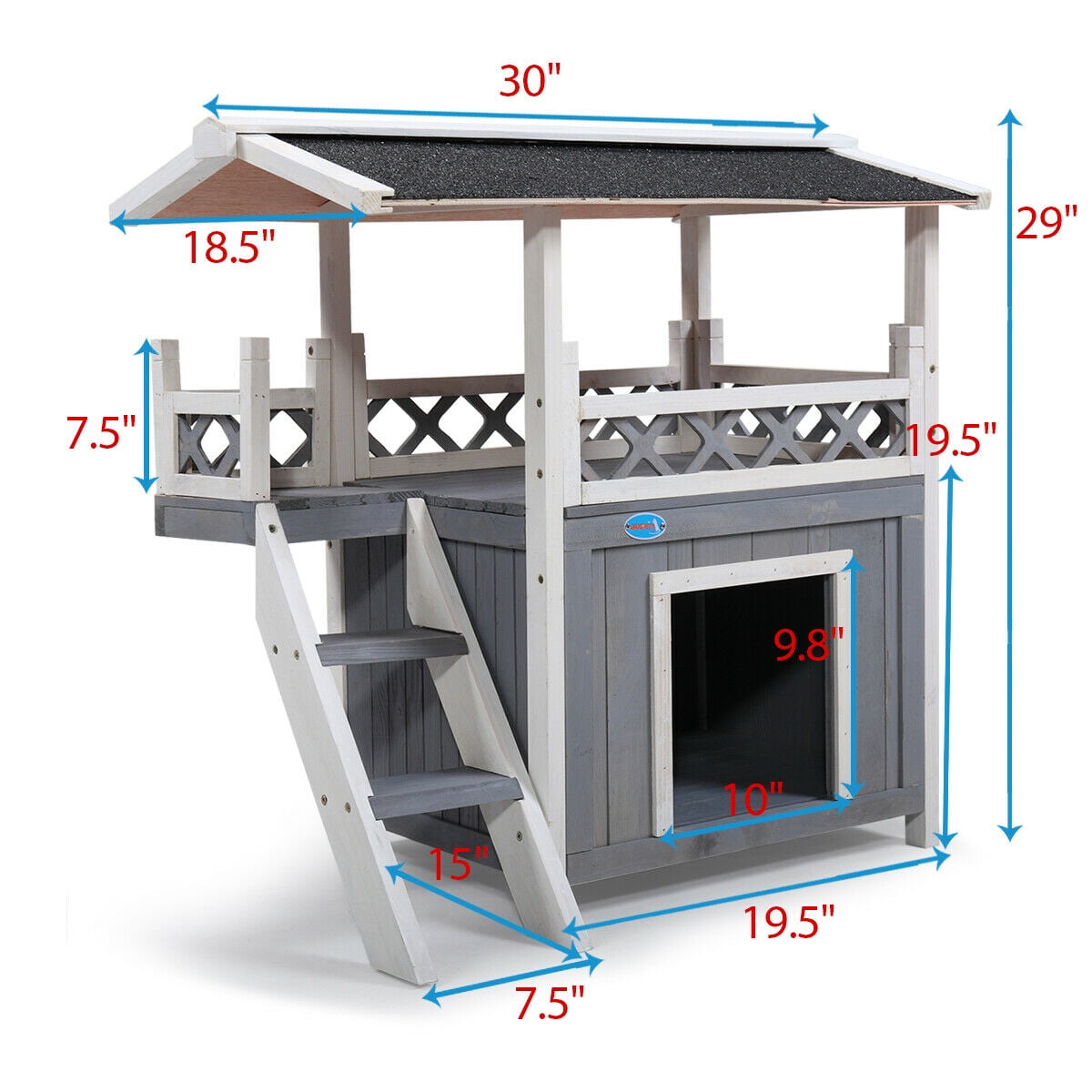 Lowestbest Outdoor Weather-Resistant Cat Condo, Pet House with Steps Balcony Puppy Stairs Lowestbest Outdoor Weather-Resistant Cat Condo, Pet House with Steps Balcony Puppy Stairs