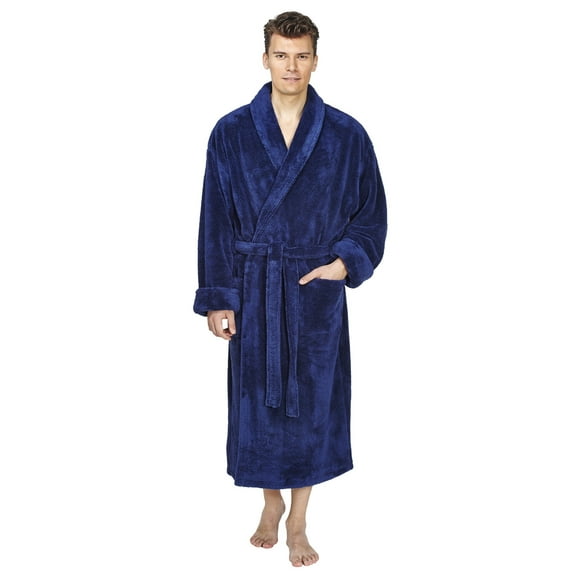 Men's Shawl Collar Fleece Plush Robe Turkish Bathrobe