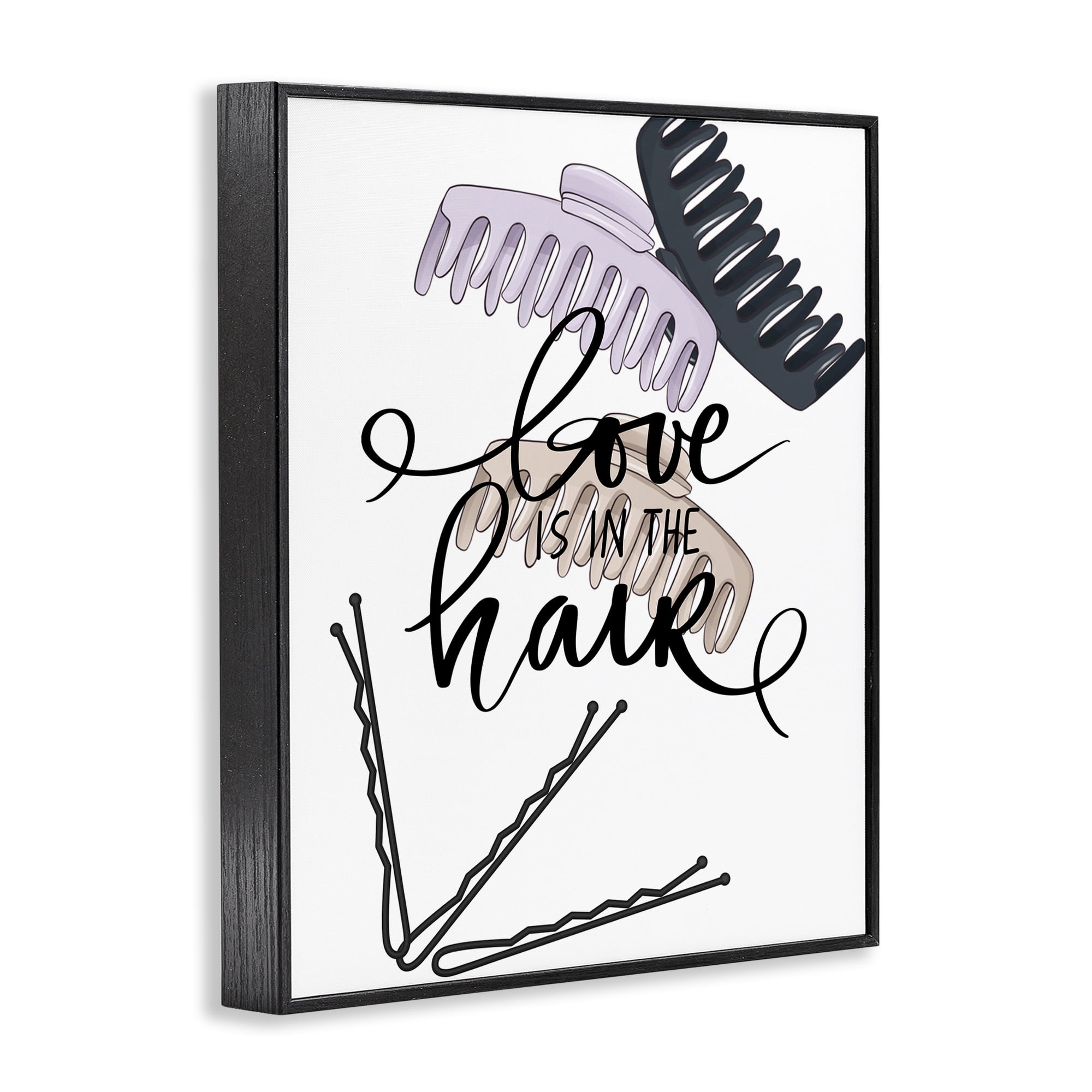 Stupell Industries Love Is In The Hair Black Framed Giclee Art, design by Jesse Keith