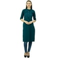 thumbnail image 2 of Phagun Cotton Plain Kurti Tunic Mandarin Collar Ethnic Casual Kurta Blouse, 2 of 2