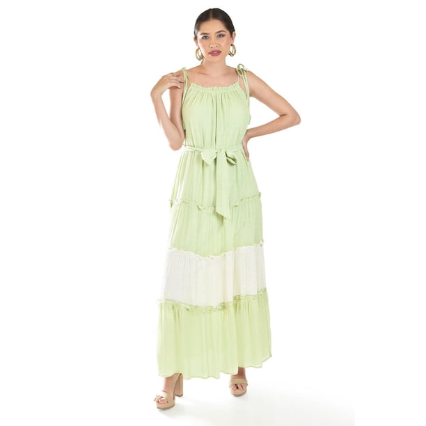Maxi vestido de tirante ajustable Roman Fashion /Juvenil, 2586 (Pistache) verde claro M
