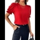 thumbnail image 1 of Blusa de de Corta , Elegante y con Cuello para Mujer, Blusa de Verano. Rojo M, 1 of 6