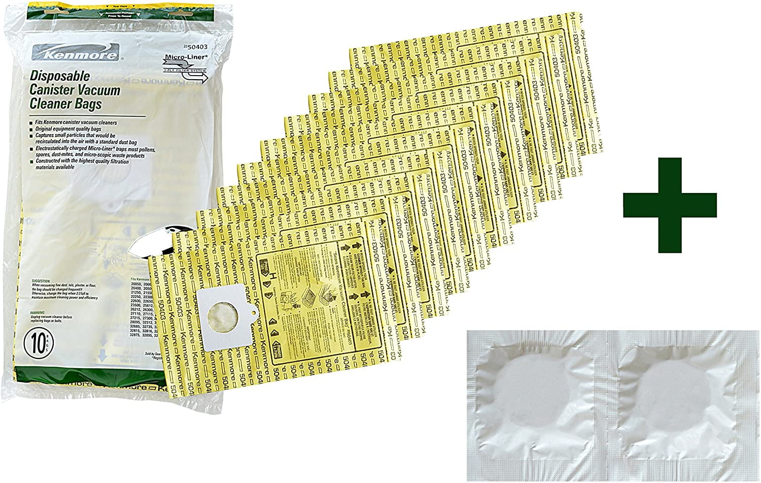 Kenmore Disposable Canister Vacuum Cleaner Bags 50403, 10 + Bonus Scent