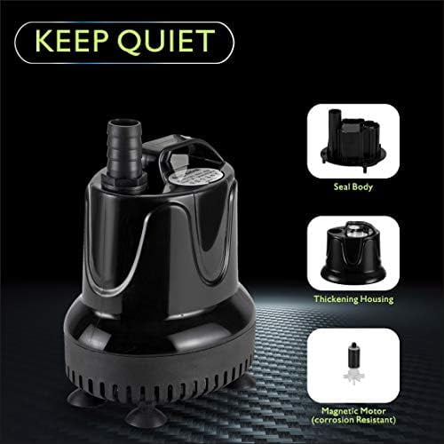 215 GPH Quick Water Change Aquarium Pump Submersible Fountain Water Pump Fish Tank Pond Drain Transfer Pump with 2 Adaptors
