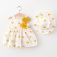 thumbnail image 4 of Mercatoo Summer Beach Set Outfit Dress+Hat Baby Princess Girls Little Heart Print Sleeveless Flower Kids Girls, 4 of 4
