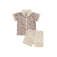 thumbnail image 1 of Kmbangi Chemise à Manches Courtes Col Rabattu Imprimé Floral + Shorts Couleur Unie, 1 of 9