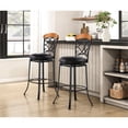 thumbnail image 4 of Black Metal Frame Pub Height Swivel Seat, Brown Faux Leather Upholstery, 250lbs Capacity, Dining Room 360-degree Chair, Metal, Seat Width 17", Weight Support,, 4 of 5