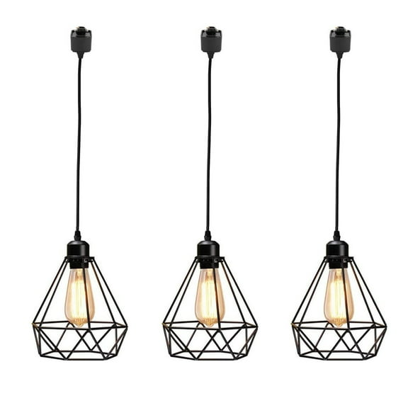 Kiven H-Type Track Light, 3-Light industrial Halo Track Pendant Lighting Fixtures E26 Socket