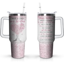 Birthday Gifts Cup, 40 Oz Stainless Steel Tumbler With Handle & Straw, Happy Birthday Gifts for Women Coffee Mug, Best Friend Birthday Decorations for Women, Happy Birthday Gifts for Women