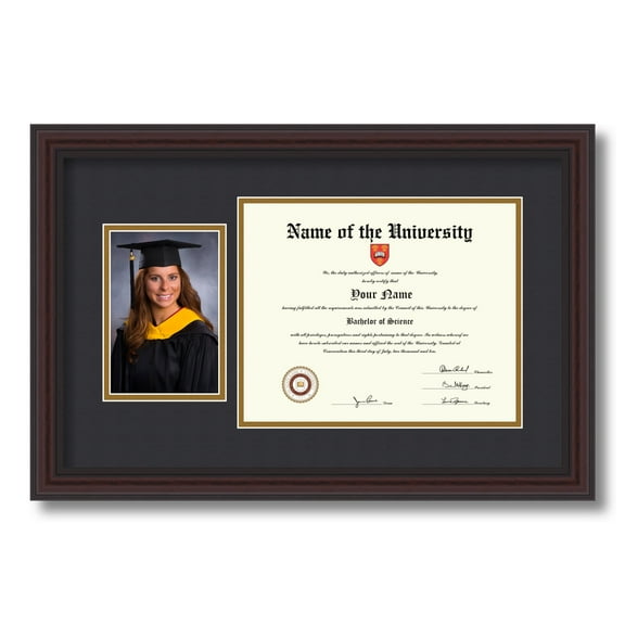 ArtToFrames 8x10 inch Diploma Frame with Tassel Opening - Framed in Grey and Black Frame with Black and Gold Mats, Comes with Regular Glass and Sawtooth Hanger (D-T-4448-8x10)