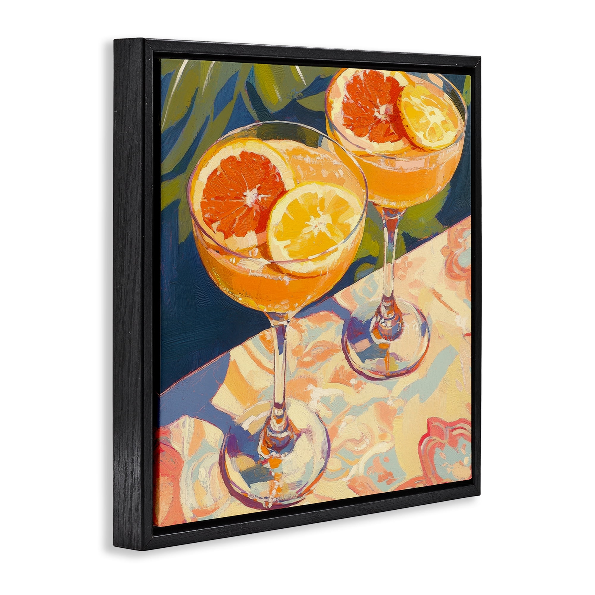 Stupell Industries Fruity Summer Cocktails Black Framed Floater Canvas Wall Art, design by Petal Prints Design
