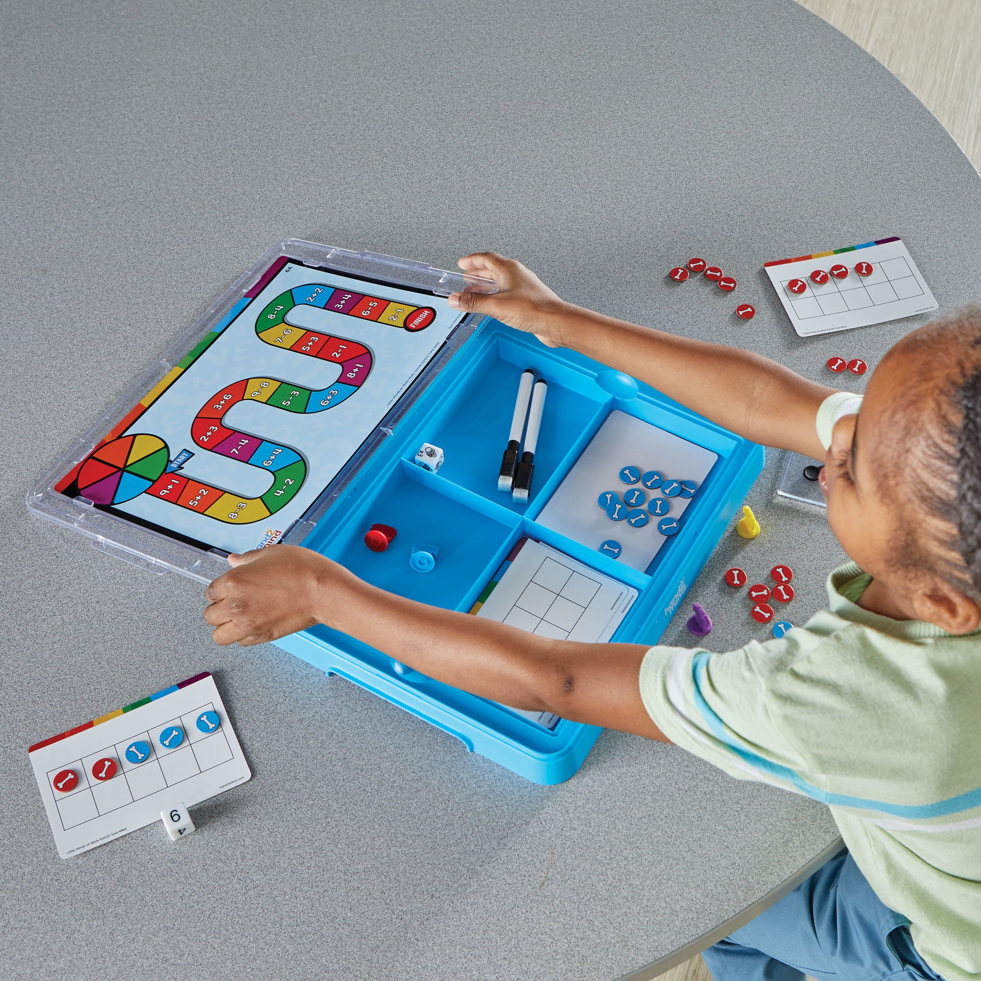 hand2mind Little Minds at Work Game Tray Set by Tara West, Includes Reading & Math Preschool Learning Activities, Science of Reading Manipulatives, Math Games for Kids, Teacher Supplies for Classroom