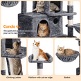 thumbnail image 6 of Alden Design 76.5" H Large Cat Tree Tower with 3 Condos Cozy Perches Dangling Ball, Dark Gray, 6 of 10