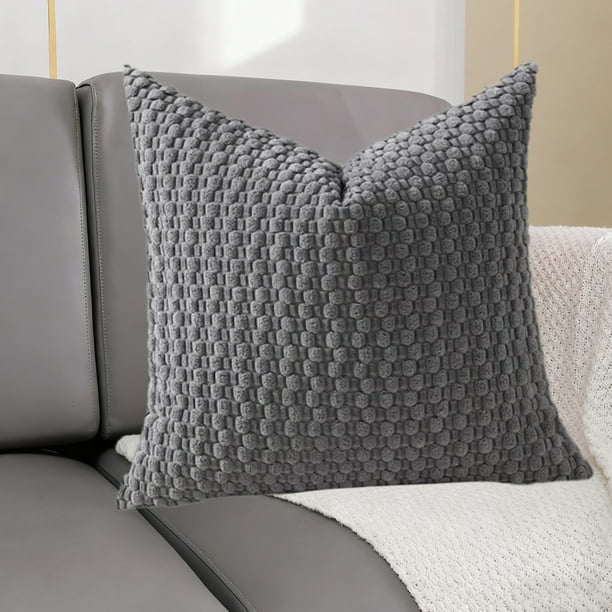 Funda de almohada navideña 3D - Funda de almohada de sofá mullida 45x45cm, cojín decorativo navideño para cama y sofá - Poliéster, naranja, amarillo, gris azul, caqui