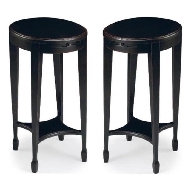 Home Square Table d'Appoint Ovale, Fini Prune Noir - Ensemble de 2