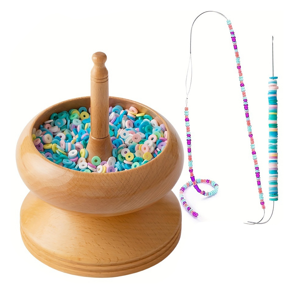 Oasiva Wood Bead Spinner Jewelry Making Tool for Quick and Precise Bead Stringing