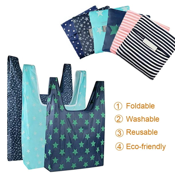 Labymos Reusable Folding Bags Grocery Totes Recycle Washable Pocketable
