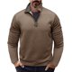 thumbnail image 1 of Blusa y camisa de manga larga con cuello alto para hombre, informal, de color liso, con cremallera, de poliéster, 1 of 6