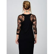 Sleevey Wonders Womens Basic 3/4 Length Slip-on Lace Sleeves L Black