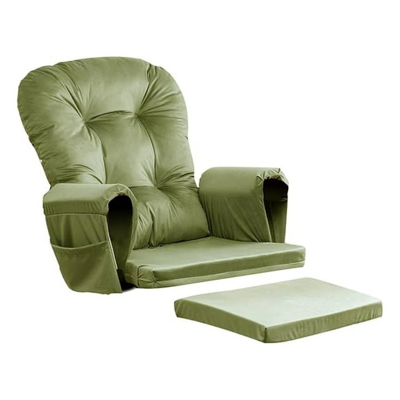 5PCS Glider Rocker Replacement Cushions Thick Soft Glider Cushions Replacement Set with Ottoman Cushion and Storage Pockets, Matcha Green