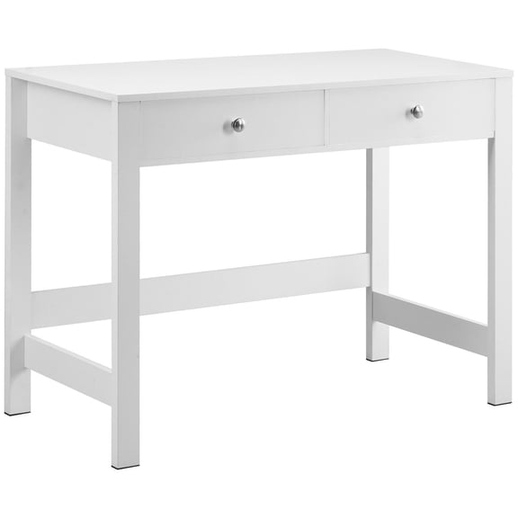 Dranite Modern White Kids Study Desk with Storage Drawers - Simple MDF Writing & Drawing Table for Bedroom, Home Office, Rectangle Design