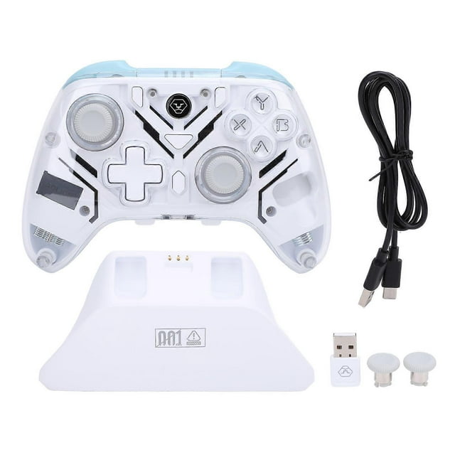 2.4G Wireless Gaming Controller with Hall Trigger RGB Light Turbo Burst Bluetooth PC Video Game Controller for Switch for Android White