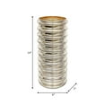 thumbnail image 5 of Modern Ribbed Glass Vase - Elegant Metallic Decorative Centerpiece for Home, Office, Bedroom & Living Room - Stylish Flower Holder for Floral Arrangements & Table Decor - 14" Gold, 5 of 9