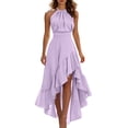 thumbnail image 2 of ClodeEU Women's Halter Sleeveless High Waist Asymmetrical Maxi Dress,Casual Flowy Ruffle Hem Party Dress Purple,Women's Plus XXL, 2 of 8