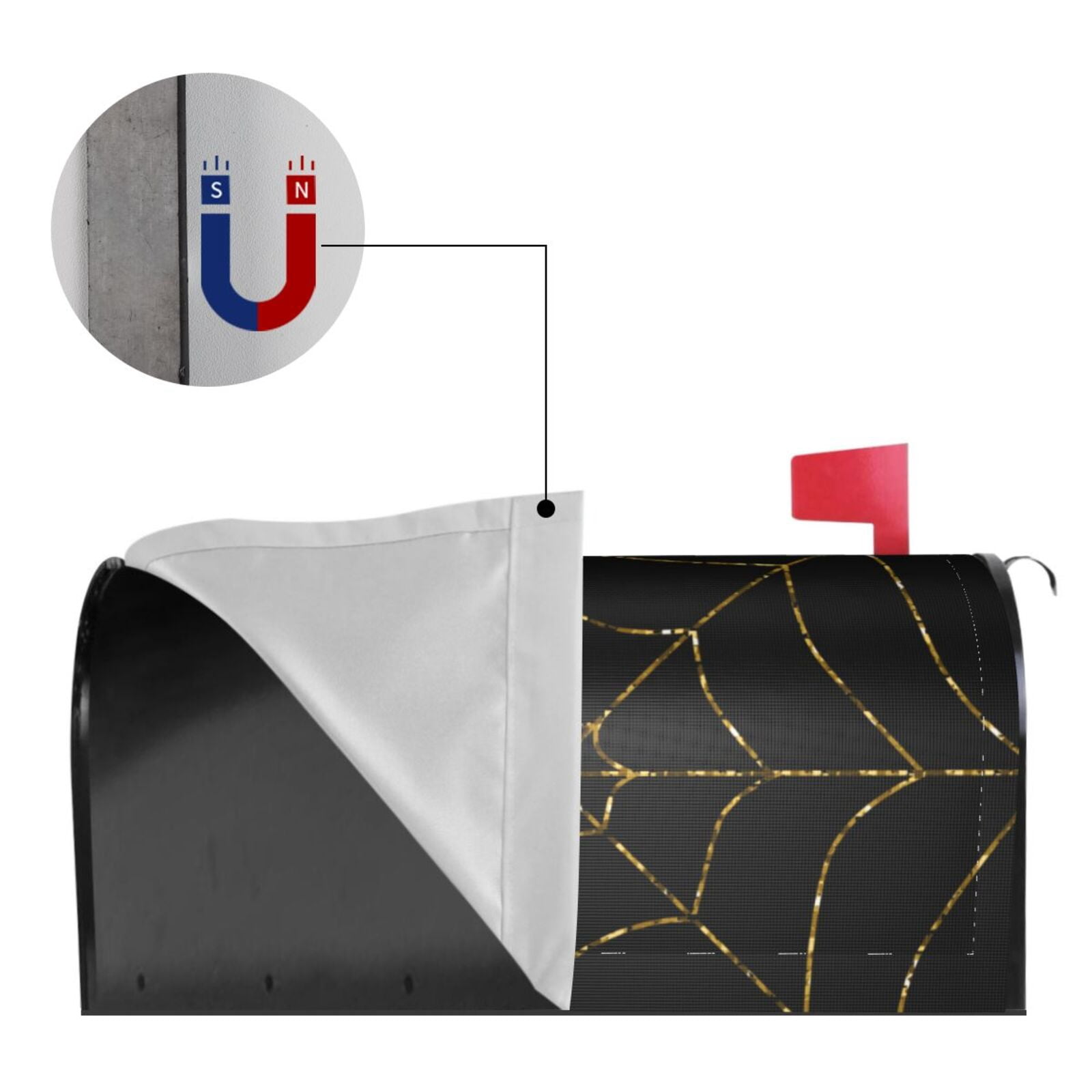 Logiee Golden Spider Web Print Post Letter Box Wrap Decor, Mailbox Cover Suitable for Standard Mailbox and Large Size Mailbox,Outdoor Yard Decoration-25.5x21 in