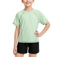 thumbnail image 1 of FRSASU Kids Rash Guard T-Shirt Short Sleeve Crew Neck Kids Youth Quick Dry Summer Tee, 1 of 7