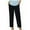 Black, variant on PMUYBHF Pull on Dress Pants for Women Women Solid Color Elastic Waist Linen Versatile Straight Casual Nine Point Pants Wide Leg Pants Womens Dress Pants High Waisted Pull On