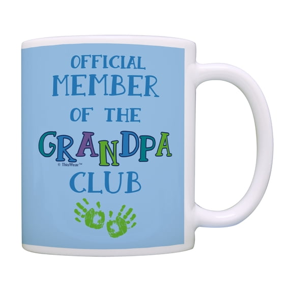 ThisWear Grandparent Announcement Gift Member of the Grandpa Club Grandfather 11 ounce Coffee Mug Blue
